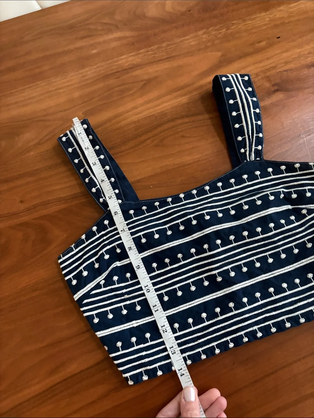Avec Les Filles Embroidered Crop Top Navy White Size 4